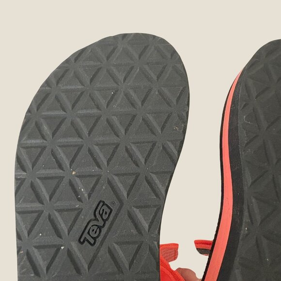 Teva Womens Platform Candy Stripe Sandals Vibrant Orange Chunky Sole Size 8 - Picture 6 of 10